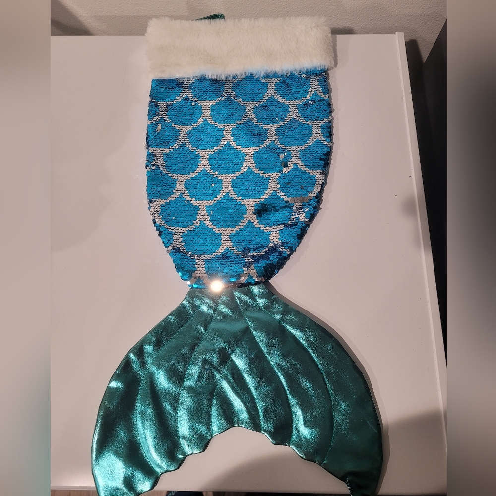Mermaid tail reversible sequin stocking